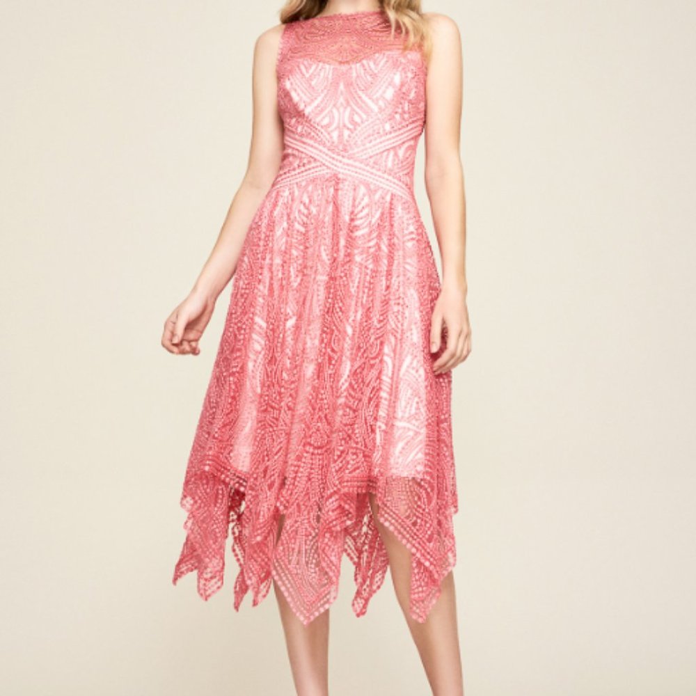 Tadashi Shoji Pink Dot Handkerchief Dress